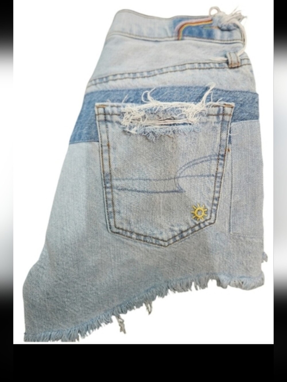 American Eagle pride Inspired‎ Rainbow High Waist Frayed Hem